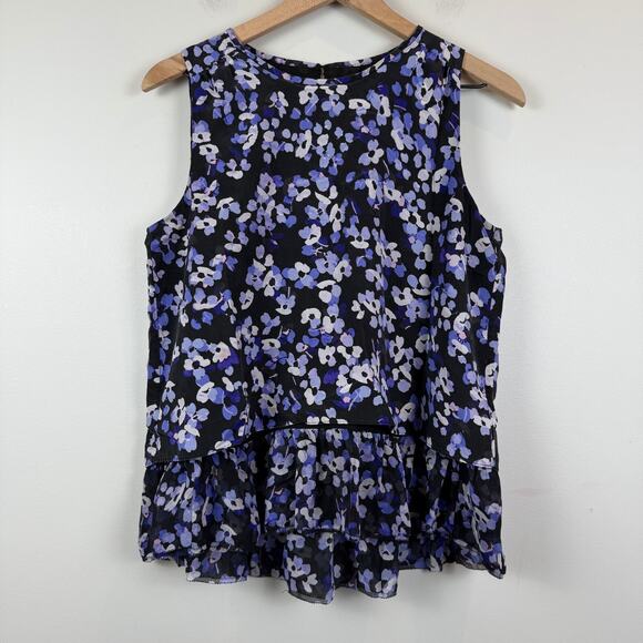 Kate Spade Floral Camisole Womens M Lavender Hydrangea 100% Silk Ruffle Fairy - Picture 1 of 8